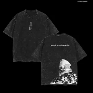 Vinland Saga Anime Double Printed Vintage Washed Tee Unisex Oversize Heavyweight Cotton T-shirt for Anime Fans and Lovers