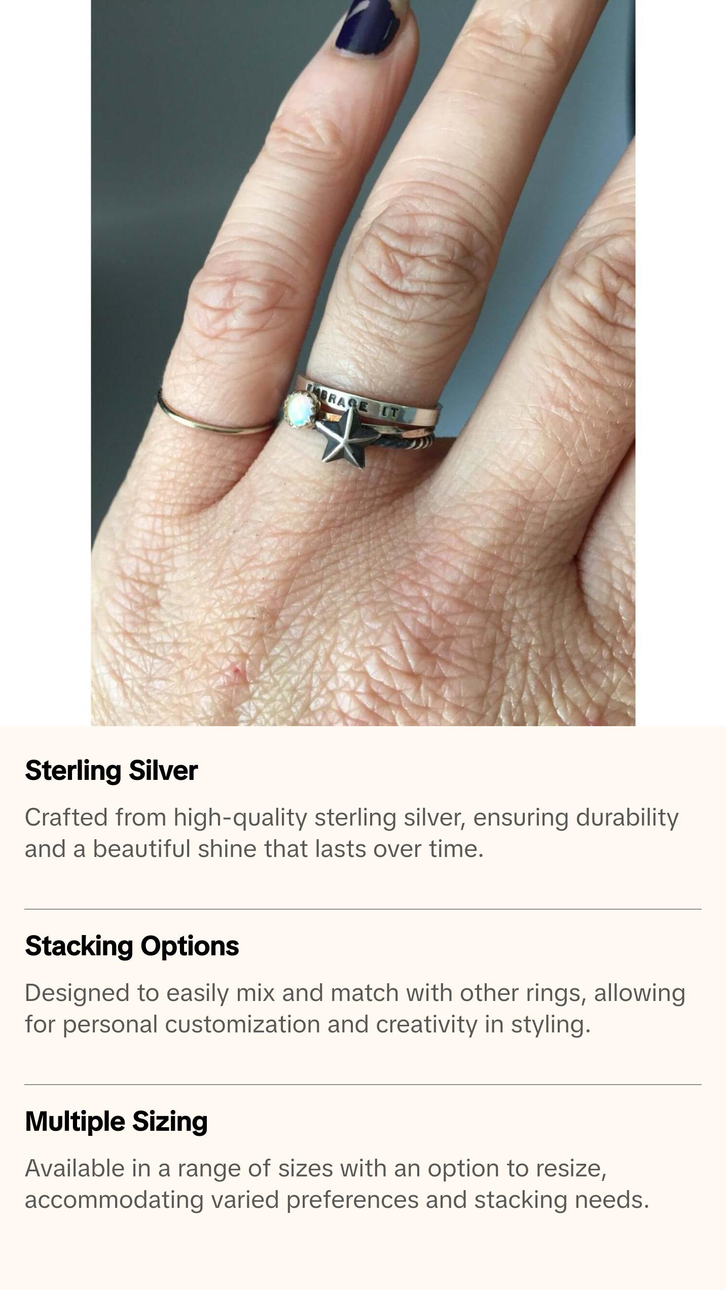 Nautical Star Stacking Ring. Sterling silver stacker jewelry mix and match. Superstar ring.