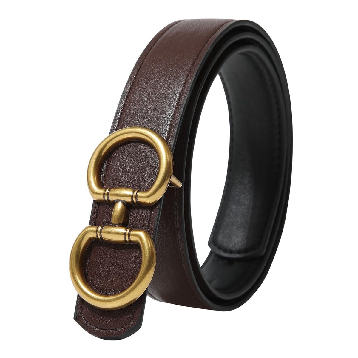 Fashion Elegant Women Reversible PU Leather Belt Vintage Two-in-One Dress Long Coats Belts Ladies Accessories with Golden Buckle Fashion Elegant Women Reversible PU Leather Belt Vintage Two-in-One Dress Long Coats Belts Ladies Accessories with Golden Buckle