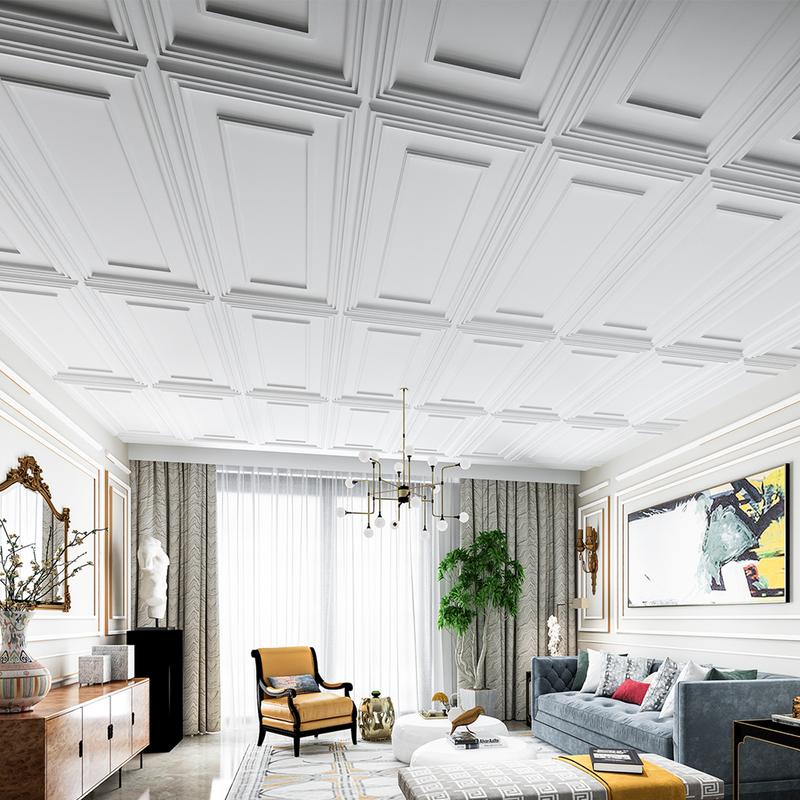Art3d 24x48in Vinyl Drop Ceiling Tiles - Pack of 12 Tiles Wall Panel Molding Wall Board Panel