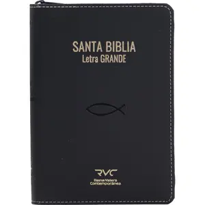 RVC Santa Biblia RVC - LETRA GRANDE con Concordancia Tapa Imitación Cuero Negro Canto Dorado Cierre y Índice