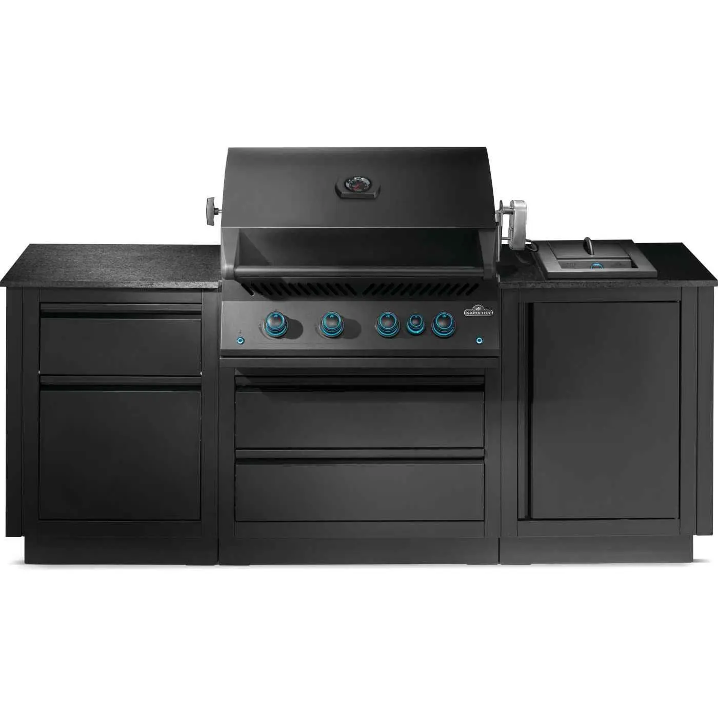 Patio Elegance OASIS™ 300 High-Quality Materials Outdoor Kitchen - Built-in 32in 700 Series BBQ Grill, Integrated Fire Pit Option, Stove, Temp Control Burners, Eco-Friendly Features, Spacious Counter Space, Natural Gas (Not Required) for Garden Parties