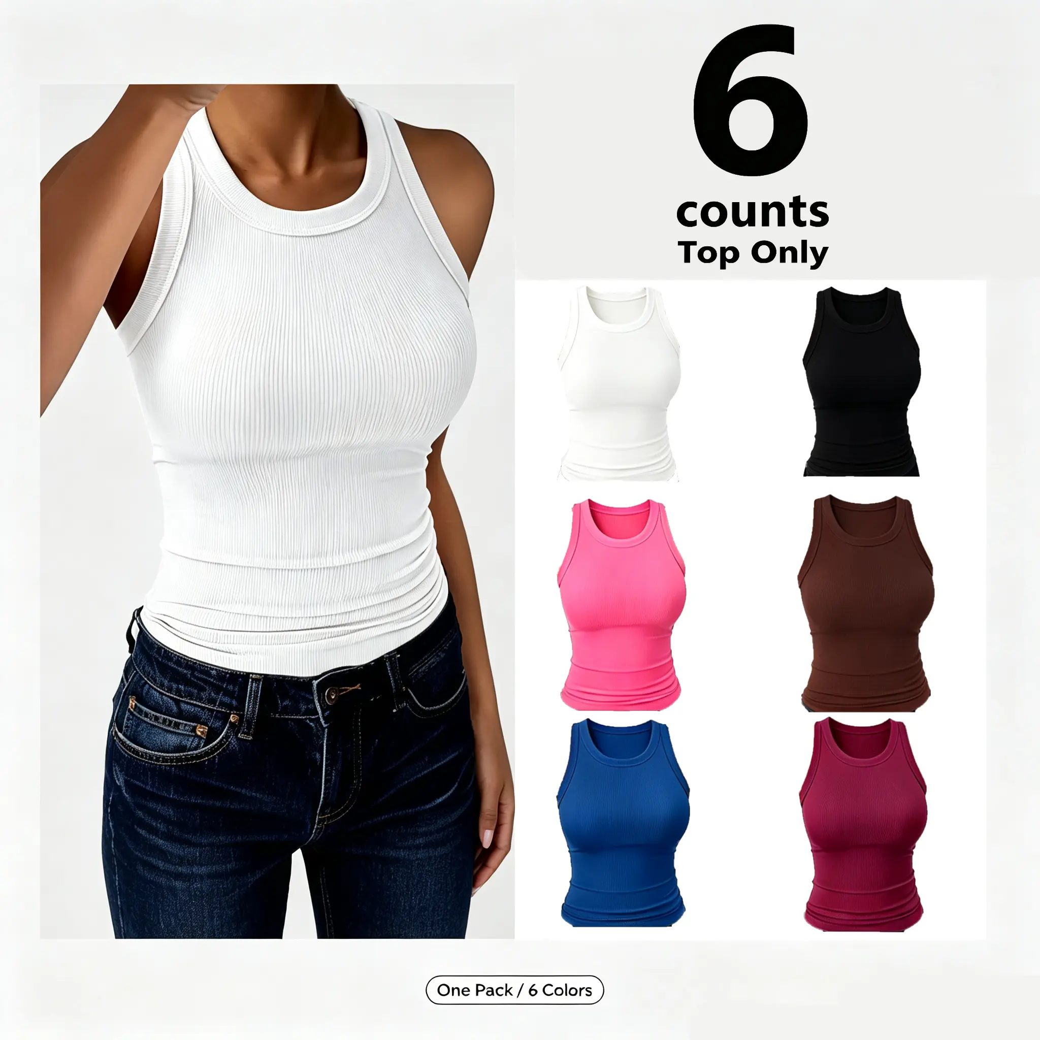 【New Arrival Deal】【Fast Shipping】Women's High Neck Ribbed Tank Tops - Thick Strap, Slim Fitted, Racerback Cut, Minimalist Basic Tops for Casual Wear - Women's Tops, Polyester Blend Texture,clothes for back to school,first day of school outfits