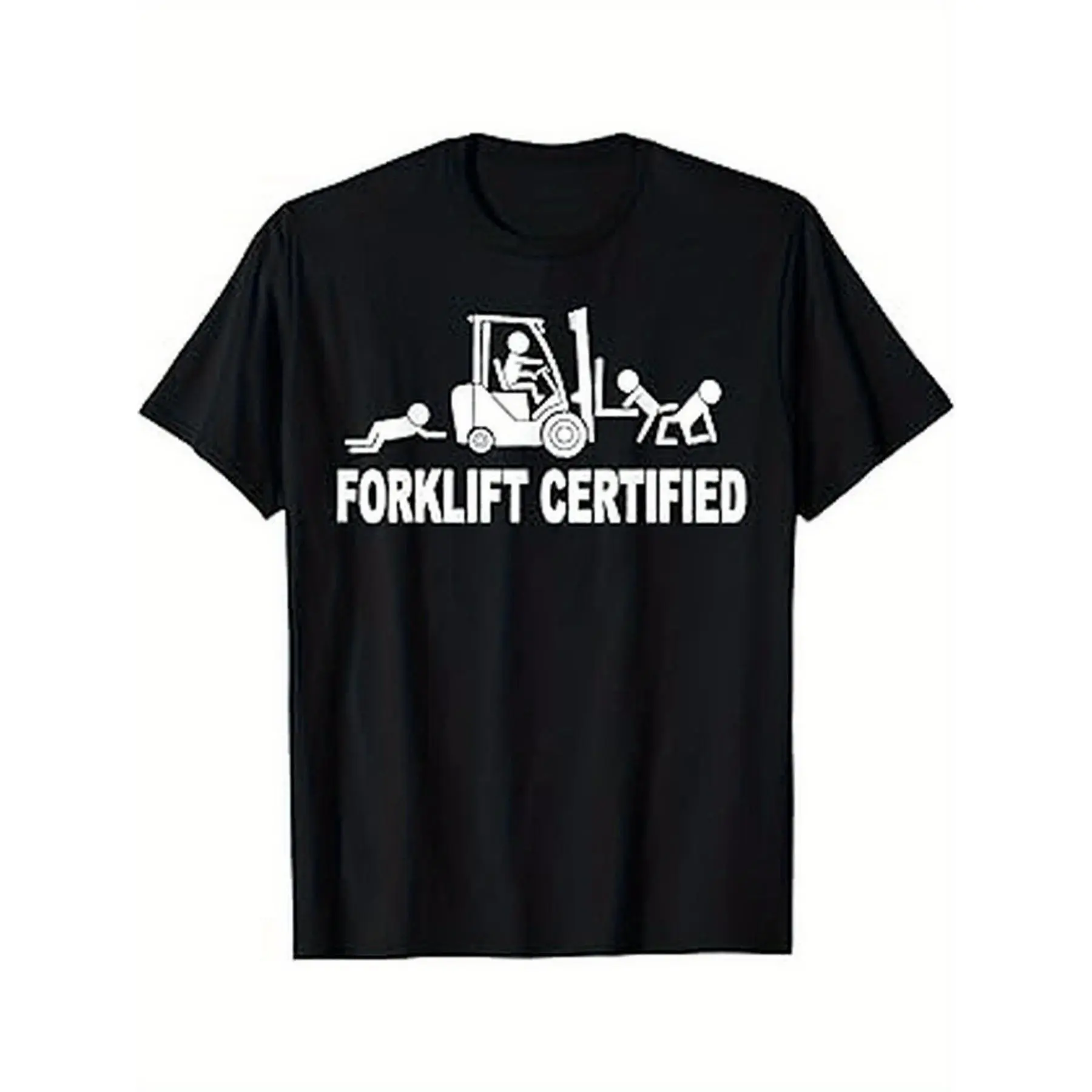 Men'S Graphic T-Shirt - 100% Retro Industrial Design with Forklift Operator & Lift Truck Print, All-Season Comfort Fit Crew Neck Short Sleeve Tee for Warehouse Workers, Casual & Workwear,