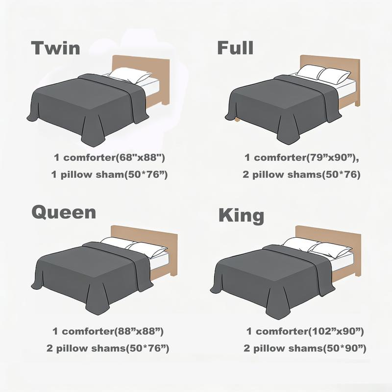 3PC Queen Comforter Set - king size comforter -  Soft Bedding for All Seasons with Pillow Shams,Silky, soft, comfortable