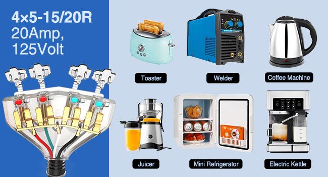 Nilight 50 Amp to 110V RV Adapter Cord 50 Amp to 20A RV Distribution Adapter Cord 4 Prong 14-50P Male to 4X 5-15R/5-20R Female ETL Listed for RV Camper Generator Household Outlet