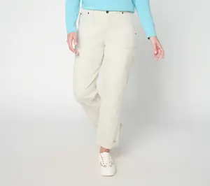 LOGO by Lori Goldstein Regular Boyfriend Ankle Jean w/ Patches