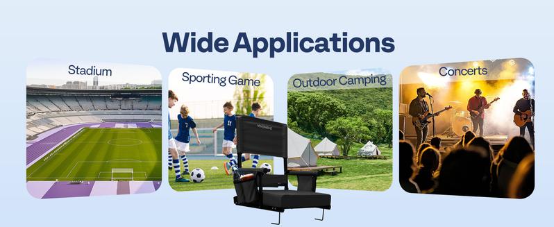 VIVOHOME Stadium Seats with Back Support and Cushion, Portable Bleacher Chairs with Cup Holder and Shoulder Strap Sturdy Outdoor Bench