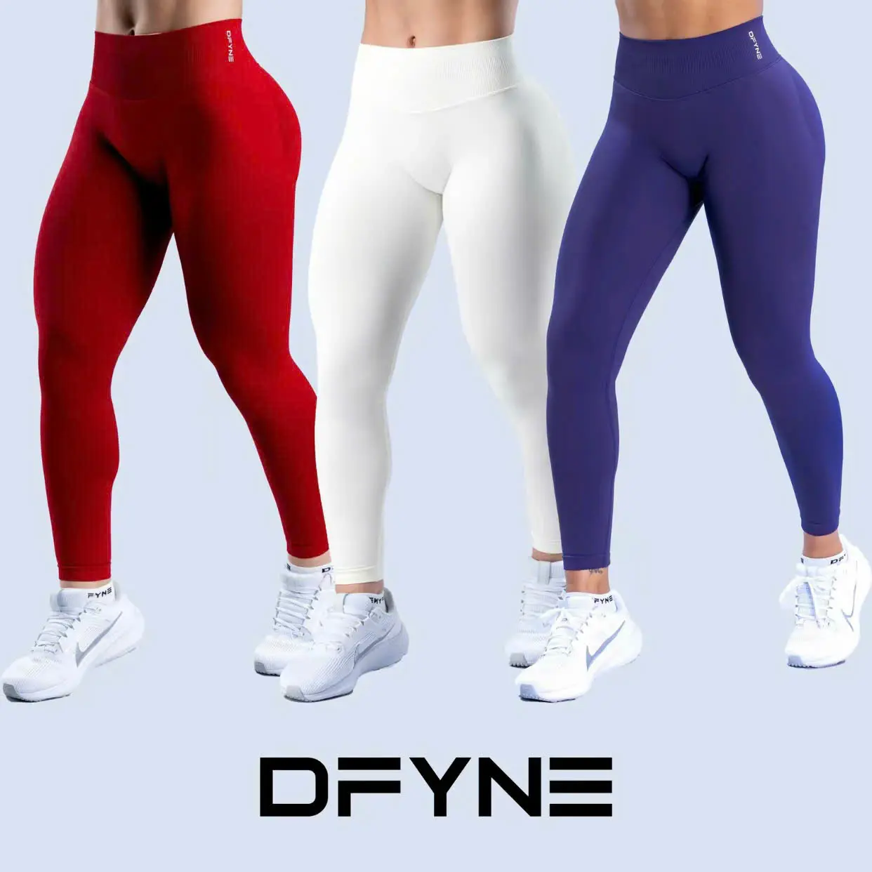 DFYNE Women's Scrunch Seamless Impact Leggings - Gym Yoga Pants, Ribbed Waist, High Stretch, Seamless Fit, Secure Hold, All Seasons, Sporty Chic Fitness Tights