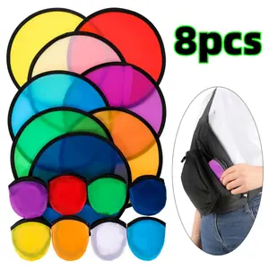 24 pack 9.8 Inch Mini Foldable Flying Disc Fans with Bag DIY Handheld Black Egde Fabric Folding Fan Foldable Flying Disc Fans for Outdoor Game Activities Birthday Party