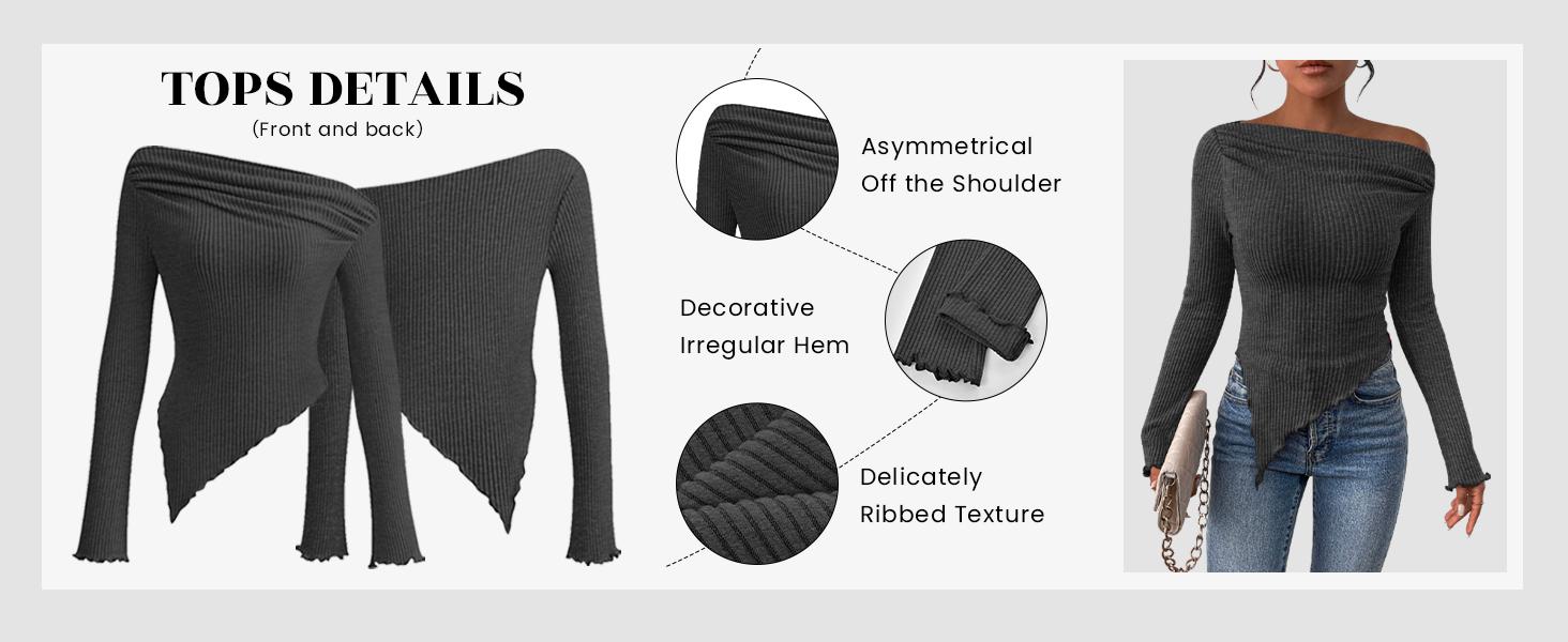 PrettyGarden Women's Long Sleeve Y2K Crop Top Trendy Off Shoulder Asymmetrical Fitted Knit Tee Shirts Going Out Ribbed Tops Womenswear Knitwear Basic Minimalist Minimalist PrettyGarden Women's Long Sleeve Y2K Crop Top Trendy Off Shoulder Asymmetrical Fitted Knit Tee Shirts Going Out Ribbed Tops Womenswear Knitwear Basic Minimalist Minimalist