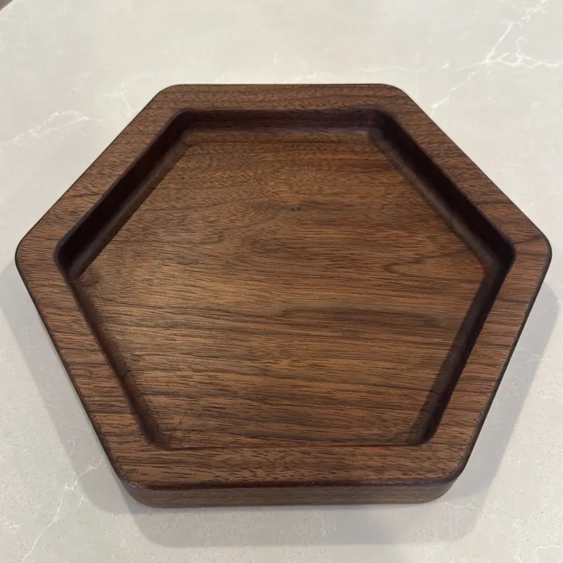 Hexagon Walnut Drop Tray
