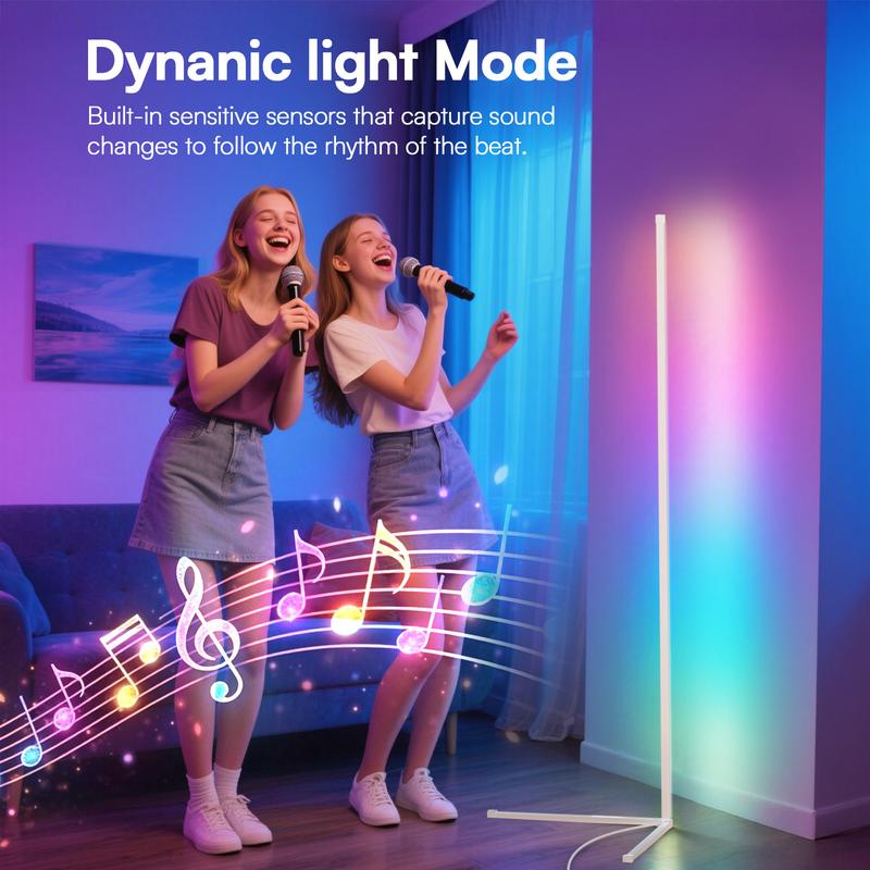 DAYBETTER LED Corner Lamp, RGB Corner Floor Lamp with APP and Remote Control, 16 Million Colors & 68+ Scene Color Changing Ambience Light with Music Sync for Living Room, Bedroom, Gaming Room)