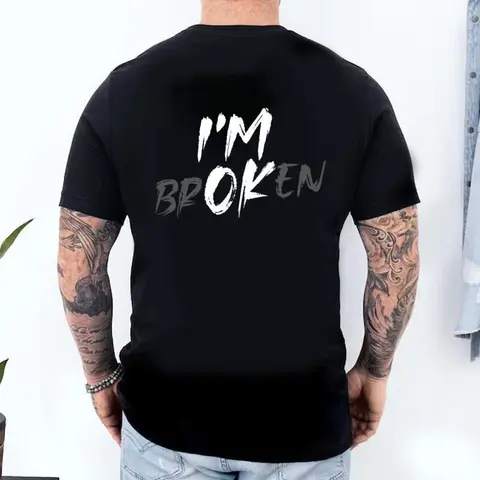 Sarcastic Mental Health Shirt : "I'm Broken I'm OK" Unisex Sweatshirt, Washed T-shirt-black, Shirt