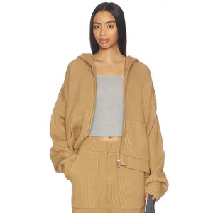 Aya Muse Knit Zip Up Hoodie in Tigers Eye