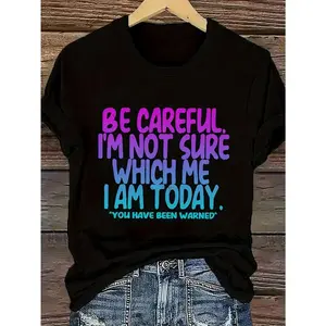 Modern Women's Round Neck T-Shirt with Unique English Letter Print