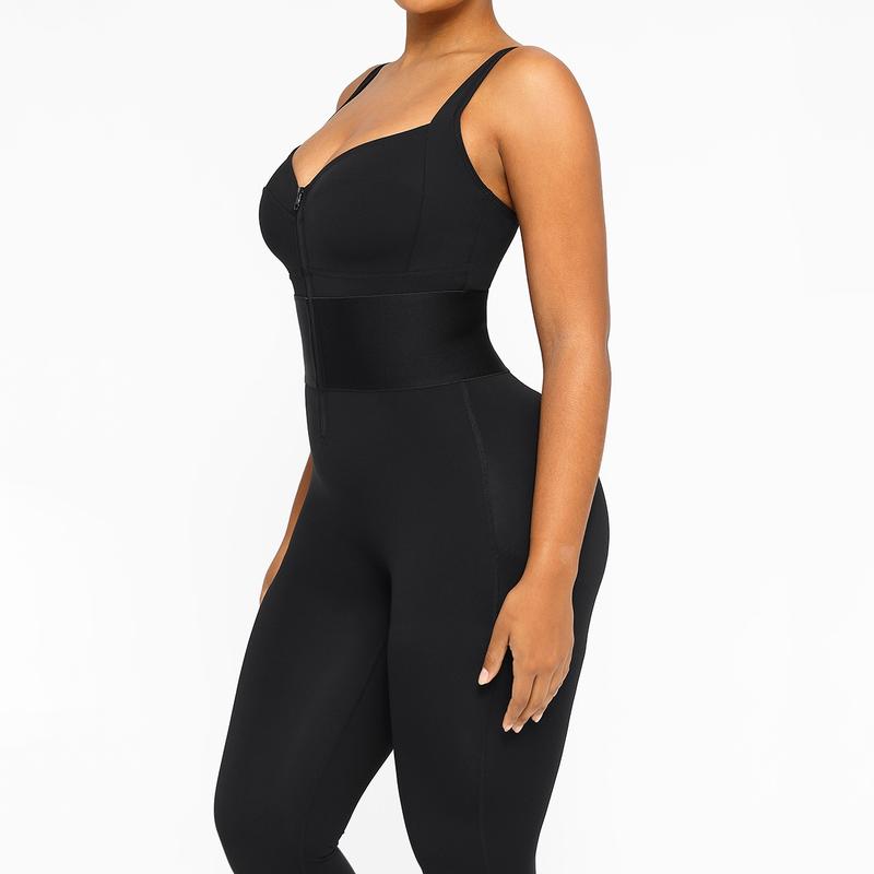 Shapellx AirSlim ElasticFuse Zipper Shaping Jumpsuit Waist band Tummy bridle Workout Outfit Womenswear Shapewear Bodysuit One-piece Yoga Suit Stylish Activewear