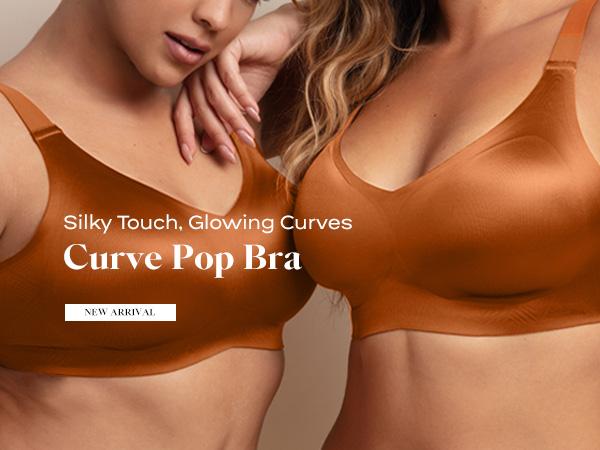 Comfelie Women Plus Size Luxury Satin Curve Pop Soft Seamless Bra No Underwire Bra Comfort Seamless Bra With Free Laundry Bag EB072