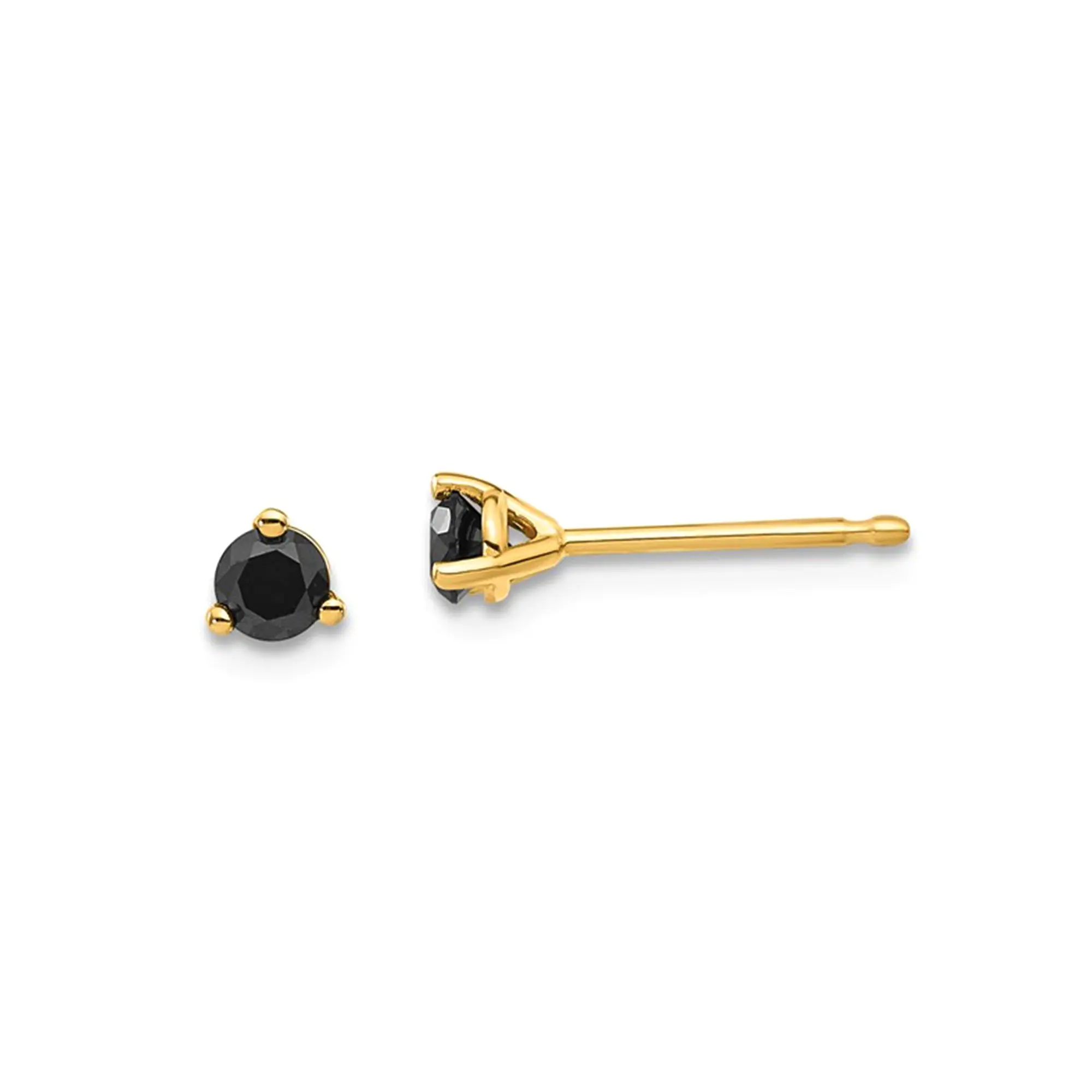 14k Real Gold .25ct Black Diamond Stud Earrings