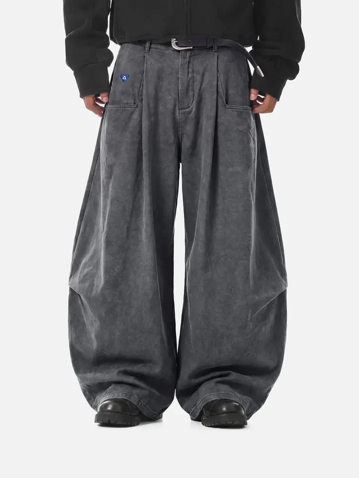 Aelfric Eden Pleated Pocket Baggy Barrel Pants High Waist Oversized Balloon Barrel Silhouette Pleated Design Utility Large Pocket Detail Utility Streetwear Unisex Bottoms,clothes for back to school,first day of school outfits
