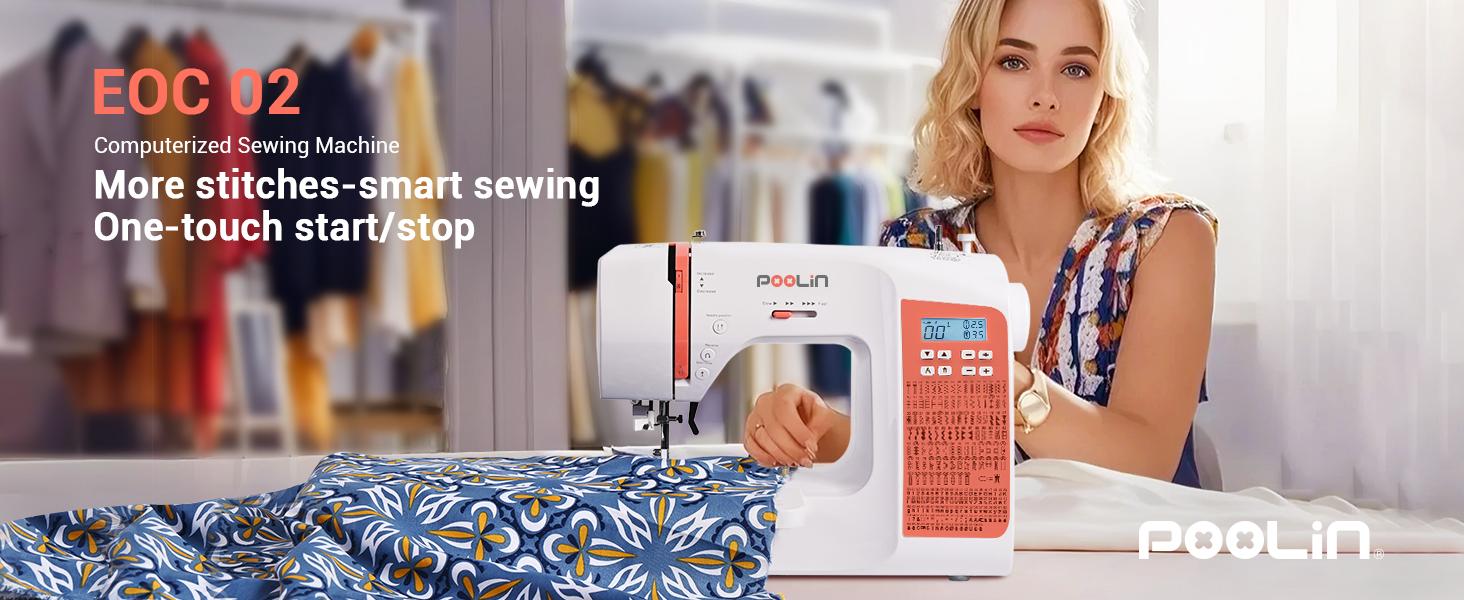 Poolin EOC02RE Computerized Sewing Machine for Beginners with Instruction Manual and Essential Sewing Tools Poolin EOC02RE Computerized Sewing Machine for Beginners with Instruction Manual and Essential Sewing Tools
