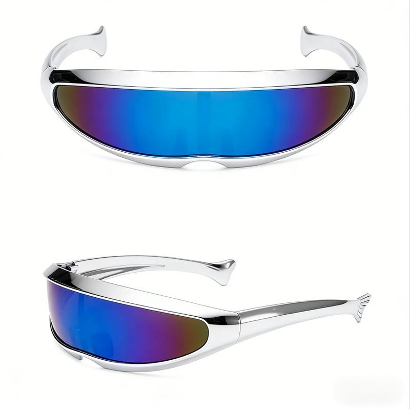 Unisex Y2K Futuristic Flat Top Sunglasses With UV400 Protection, Trendy Lightweight Eyewear For Everyday Use, Outdoor Activities And Casual Streetwear