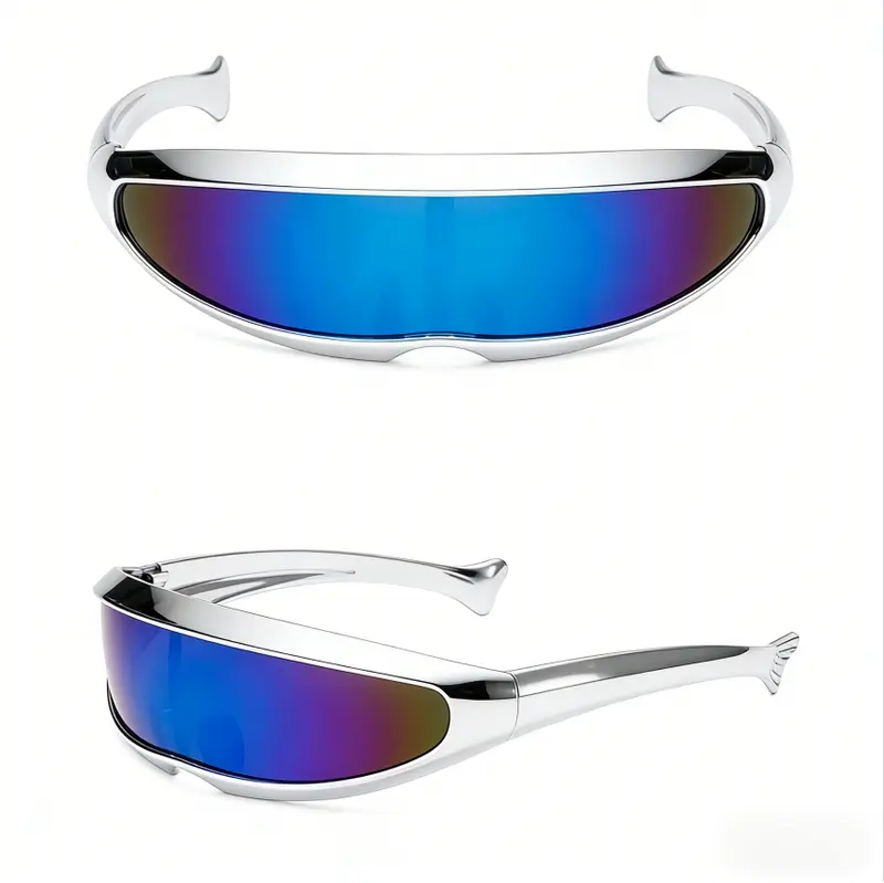 Unisex Y2K Futuristic Flat Top Sunglasses With UV400 Protection, Trendy Lightweight Eyewear For Everyday Use, Outdoor Activities And Casual Streetwear