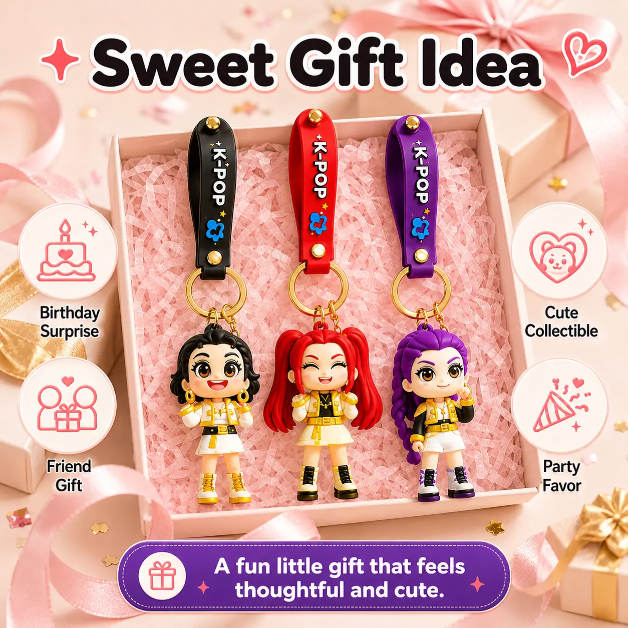 Heart-shaped Push-pop Stress Relief Keychain - K-Pop Purple-haired Girl Design, Cute Anime Bag Charm, Durable High-quality Rubber Band Ball Tube Toy Accessory for Kids with Glitter, Multicolor Rainbow Star Pit, Metal Fusion BeyBattle Launchers Set Cat Paw