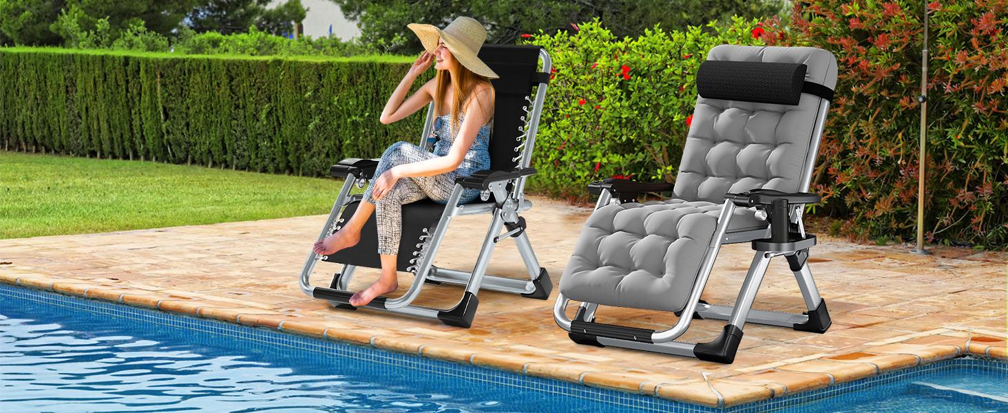 【Summervibes】Lilypelle XL Zero Gravity Chair, Oversized XL Folding Reclining Lounge Chair with Removable Cushion & Tray for Indoor and Outdoor, Patio Recliner Folding Reclining Chair 【Summervibes】Lilypelle XL Zero Gravity Chair, Oversized XL Folding Reclining Lounge Chair with Removable Cushion & Tray for Indoor and Outdoor, Patio Recliner Folding Reclining Chair