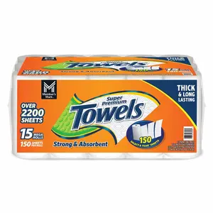 Super Premium Paper Towels Select & Tear, 2-Ply, 15 Mega Rolls, 150 Sheets per Roll, Strong & Absorbent, Thick & Long Lasting – Member’s Mark