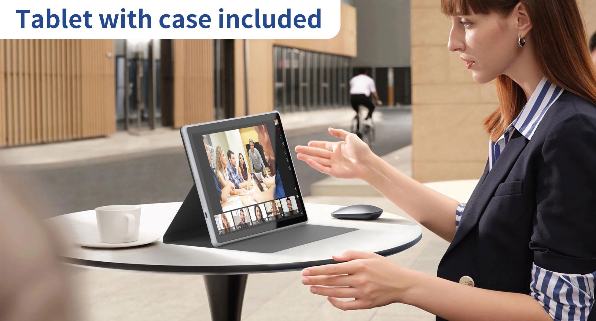 10.1 inch Android 14 Tablet with Case, 64GB ROM Quad-Core Processor 5000mAh Battery, 1280x800 IPS FHD Touchscreen 5MP+8MP Camera, Bluetooth,WiFi,Metal Body