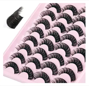 JIMIRE Russian Strip Volume Eyelashes DD Curl Wispy Fluffy False Eyelashes Look Like Lash Extensions Natural Lashes Pack 16 Pairs