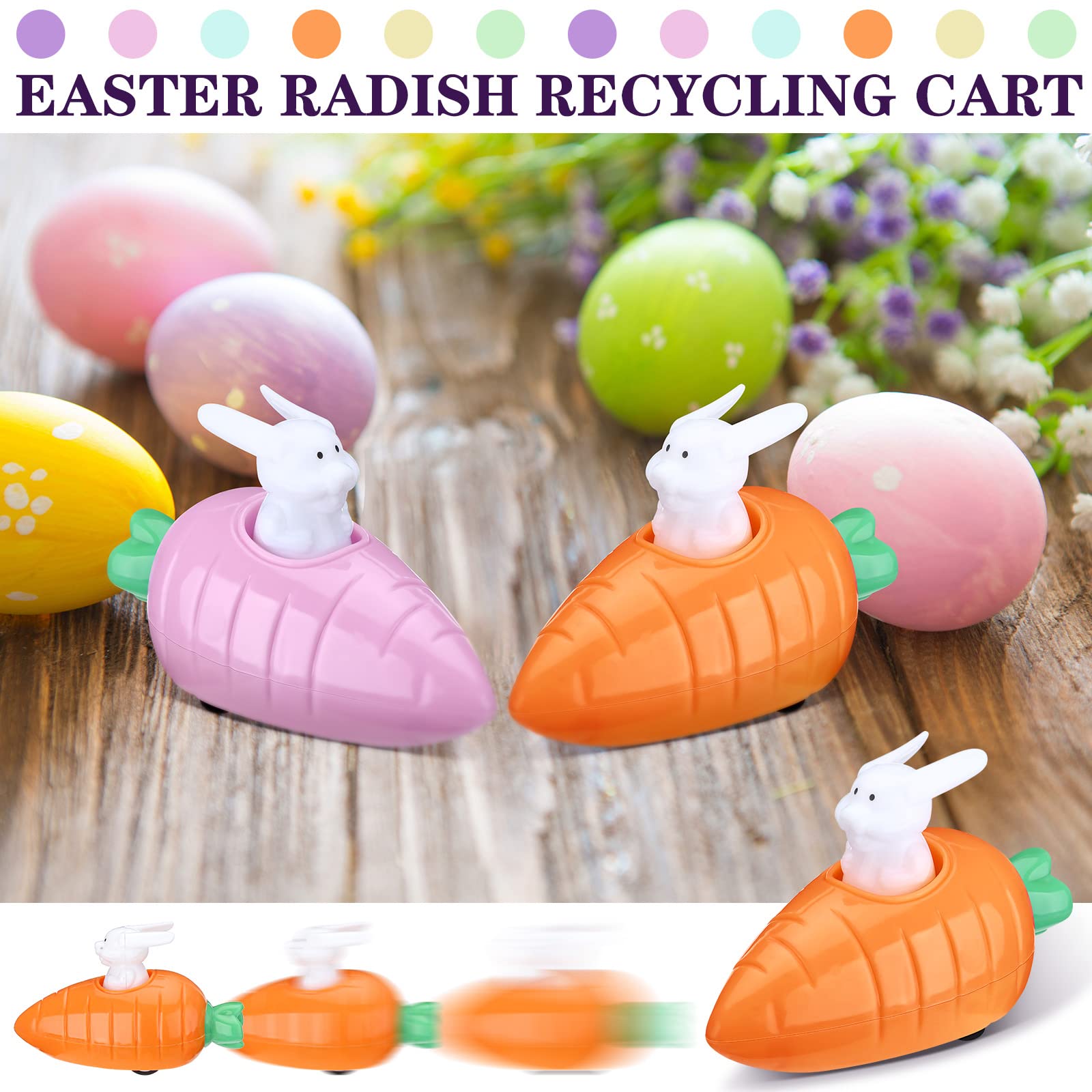 30/50 Pcs Easter Egg fillers Set with Mini Pull Back Cars, Easter Bunny Toy Car for Easter Egg Hunt, Plastic Non-Candy for Boys Girls Easter Basket Stuffers Gifts Spring Party Favors Classroom Prize Supplies