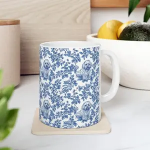[Sale off up to 50%] Havanese French Blue Toile De Jouy Mug, Havanese mom, Havanese Lover gift, Havanese Coffee Mug, Toile mug, 11oz & 15oz ceramic mug