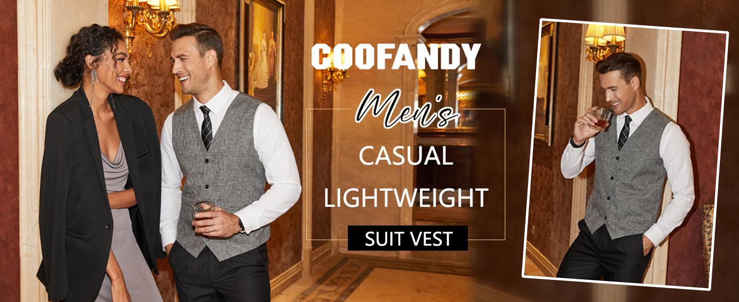 COOFANDY Men's Vests Casual Business Vests Lightweight Waistcoat Slim Fit Suit Vest