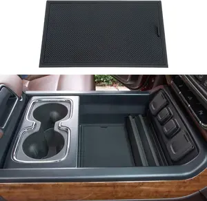 Center Console Organizer Compartment Cover Compatible with 2014 2015 2016 2017 2018 2019 Sierra 1500 2500HD 3500HD Denali Silverado Secret Pocket Lid Hidden Tray Accessories(Black)