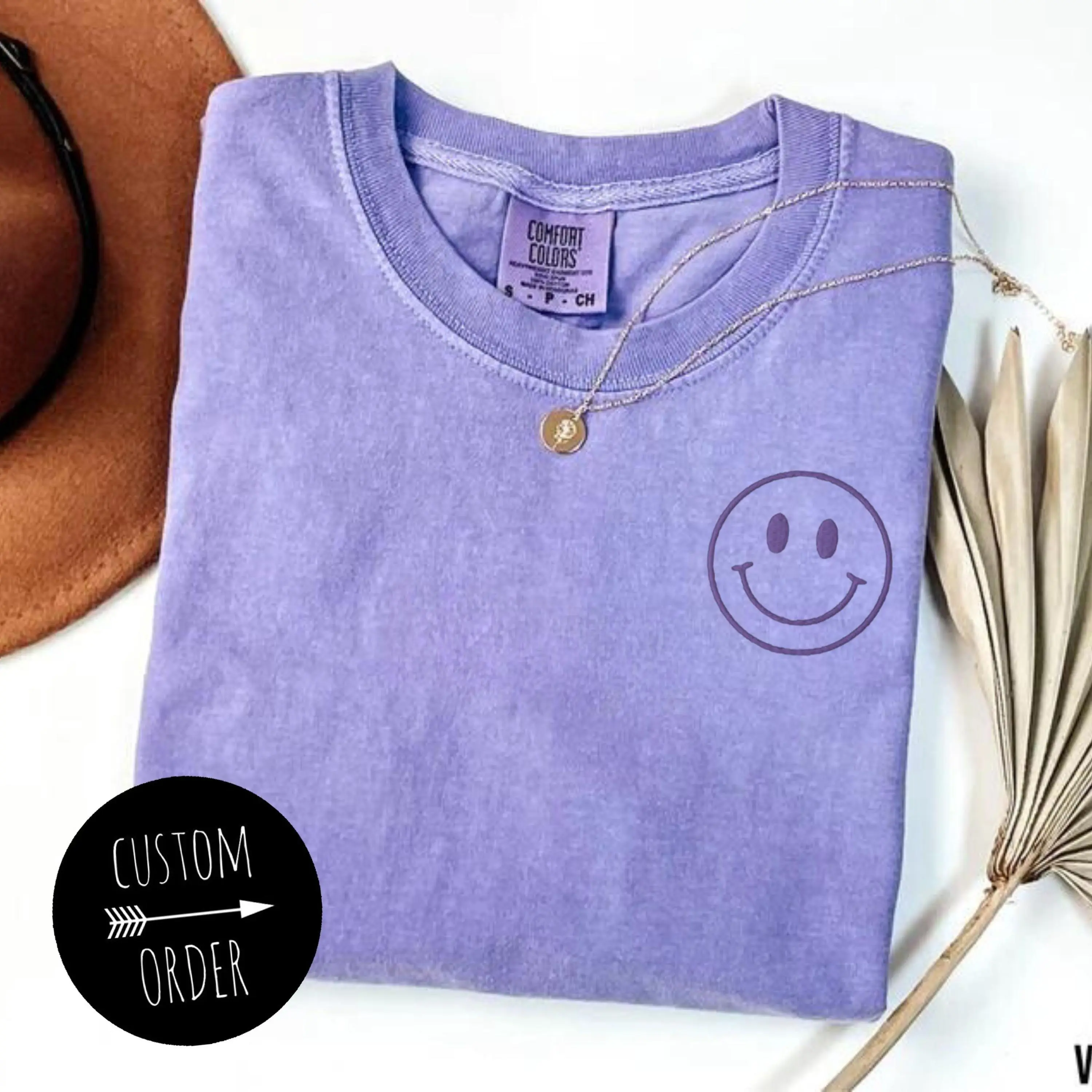 Happy Face Comfort Colors Shirt Custom Happy Face Shirt Smile Shirt Retro Happy T-shirt Custom Shirt