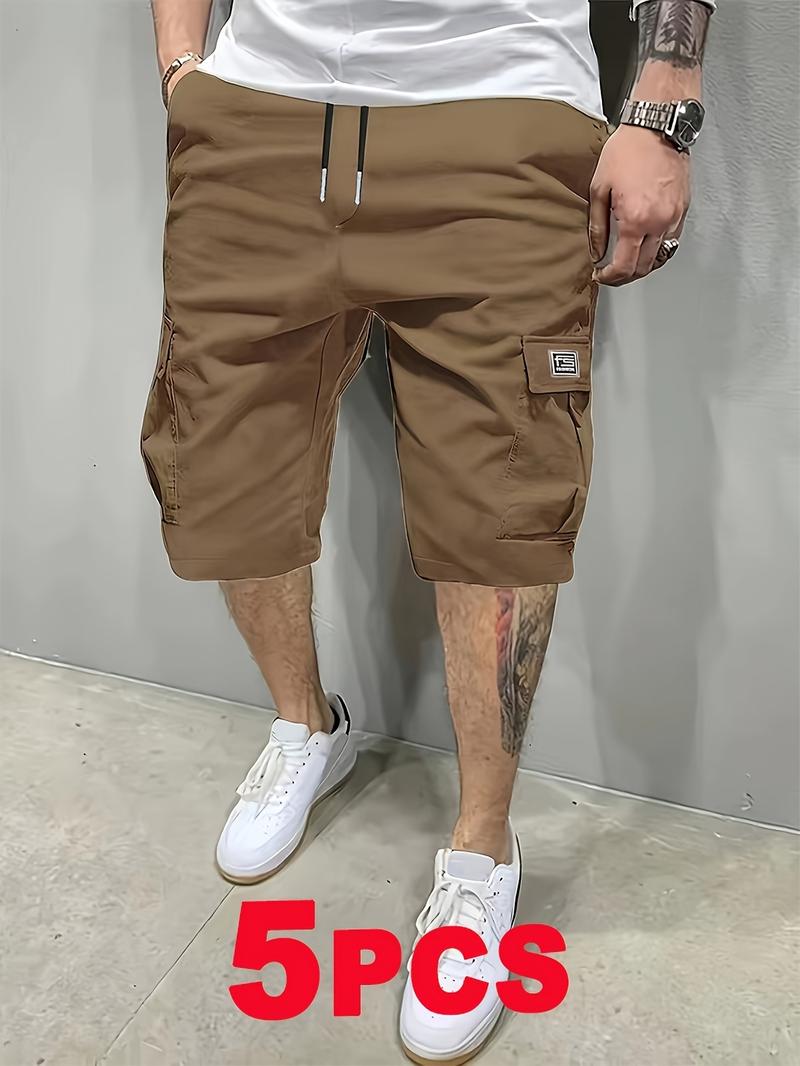Men's work shorts, pack of 5, men's summer trendy casual shorts, multi-pocket design, durable fabric, wrinkle-free, wear-resistant, tear-resistant, comfortable and breathable, stylish and versatile