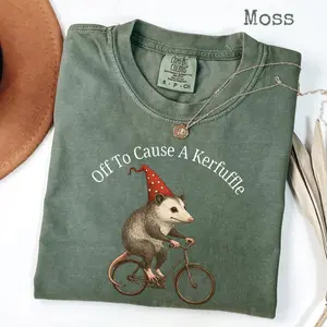 Comfort Colors Off To Cause A Kerfuffle Shirt, Funny Opossum T-Shirt, Opossum Meme Shirt, Mental Health Tee, Sarcastic Humor Sweatshirt, Animal Lover Gift