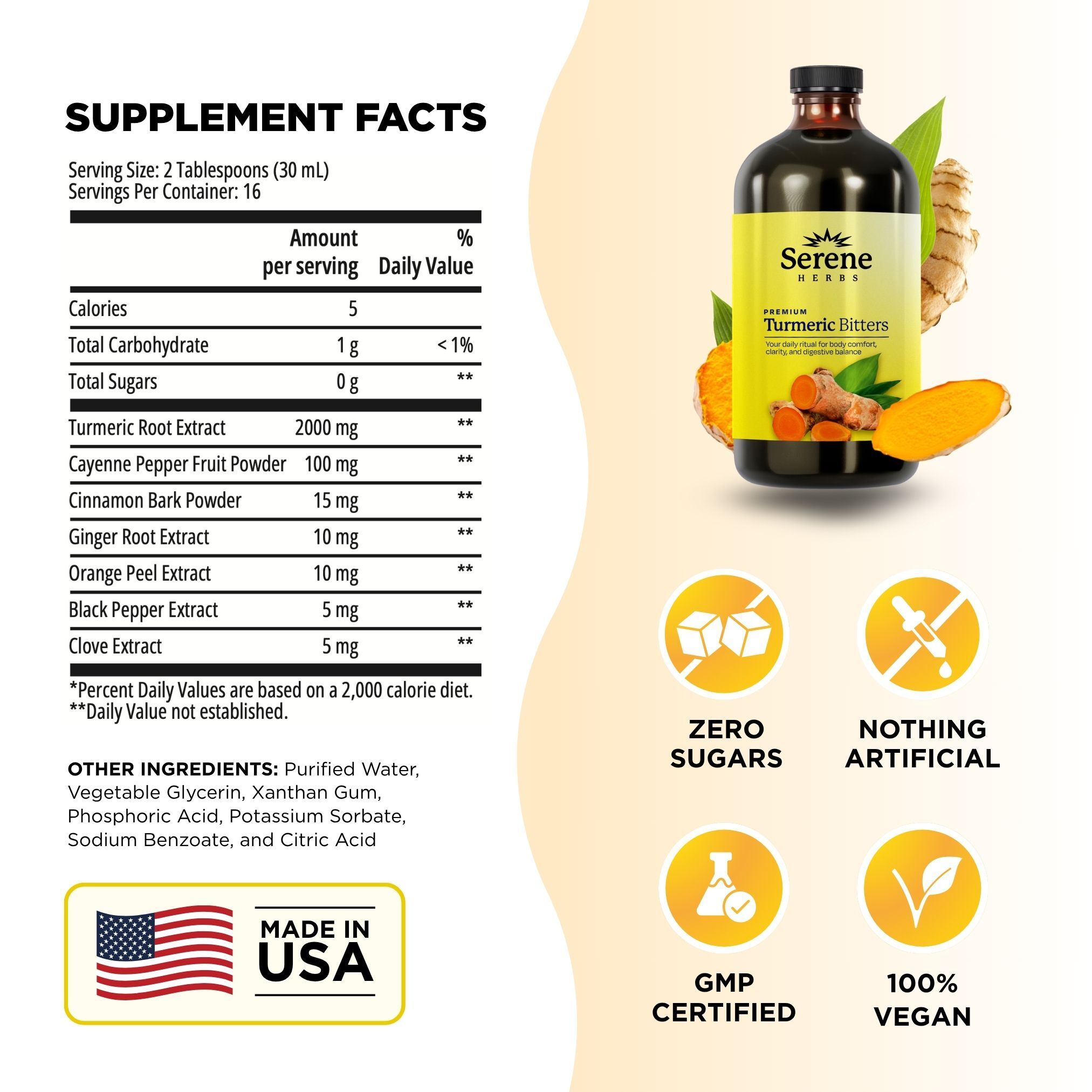 Serene Herbs: Organic Turmeric Bitters Supplement Edible