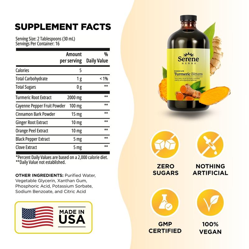 Serene Herbs: Organic Turmeric Bitters Supplement Edible