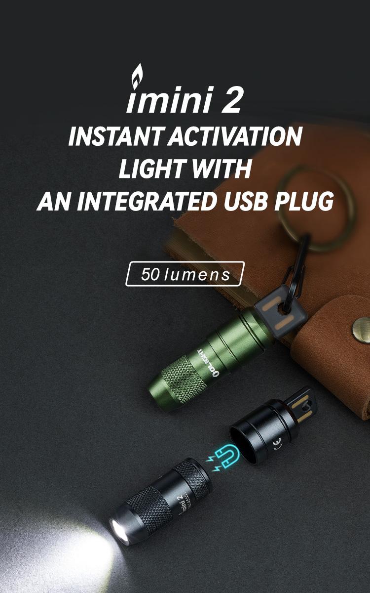 TikTokShopBlackFriday OLIGHT IMINI 2 EDC Rechargeable Keychain Flashlight, 50 Lumens Compact and Portable Light, tiny EDC Keyring Lights with Built-in Battery