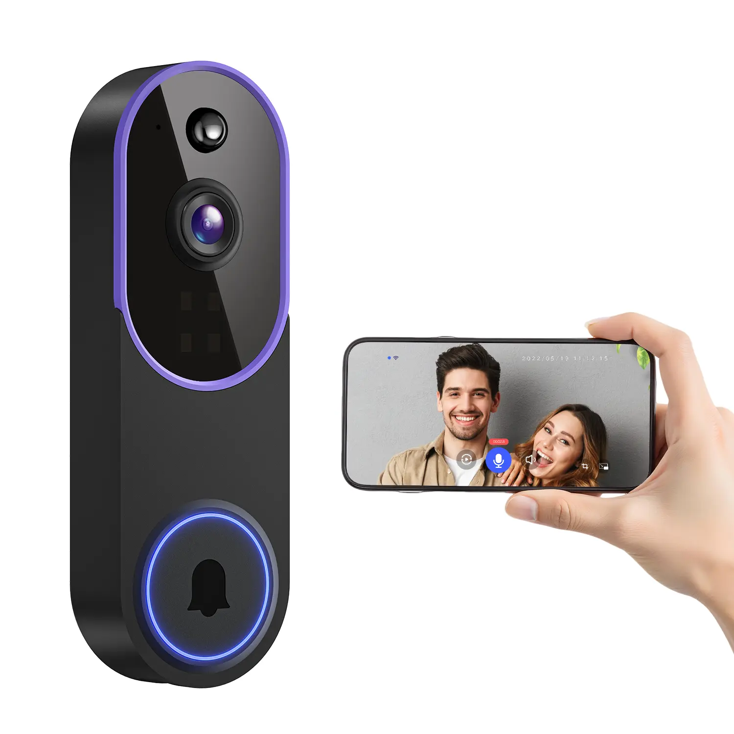 1080P Wireless Video Doorbell Camera, Al Human Detection, Live View, Cloud Storage, Night Vision, Two Way Audio, Instant Alert, 2.4G WiFi Only, Indoor/Outdoor Surveillance Cam for Home Security System