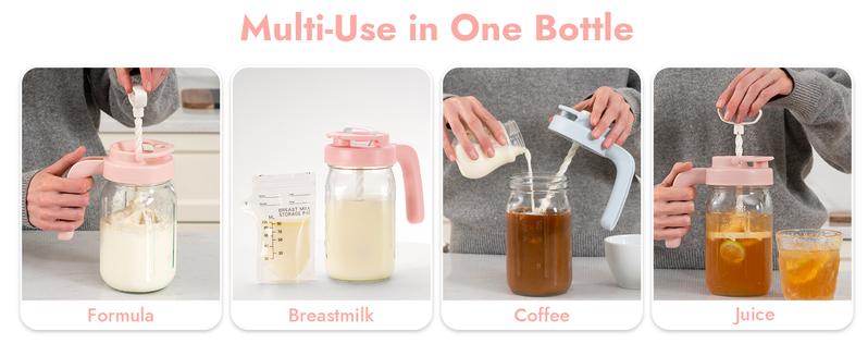 Papablic Mixing Pitcher Lid | BPA-Free for 32oz Wide Mouth Jars | Locking Spout | Last Stock!