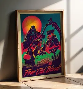 GEHRMAN THE FIRST HUNTER Video Game Art Poster - Bloodborne Inspired Gothic Boss Print - Dark Fantasy Gamer Room Wall Decor - Soulslike Gaming Prints - Moody Aesthetic Video Game Wall Art Unframed