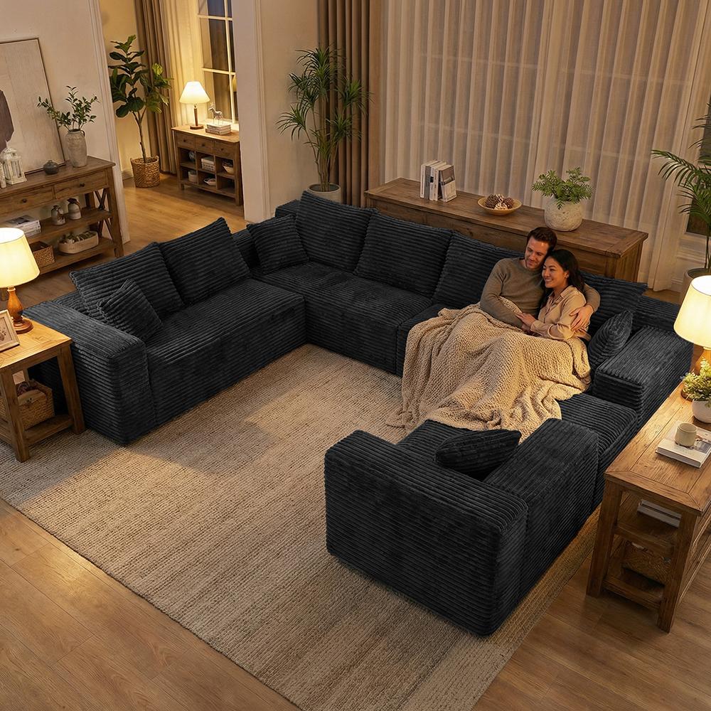 139'' Oversized U Shaped Sectional Couches, 8 Seater Modular Boneless Cloud Sofa with Chaise Lounges, 4-in-1 Flexible Combination Deep Seat Corner Large Couch,No Assembly for Living Room