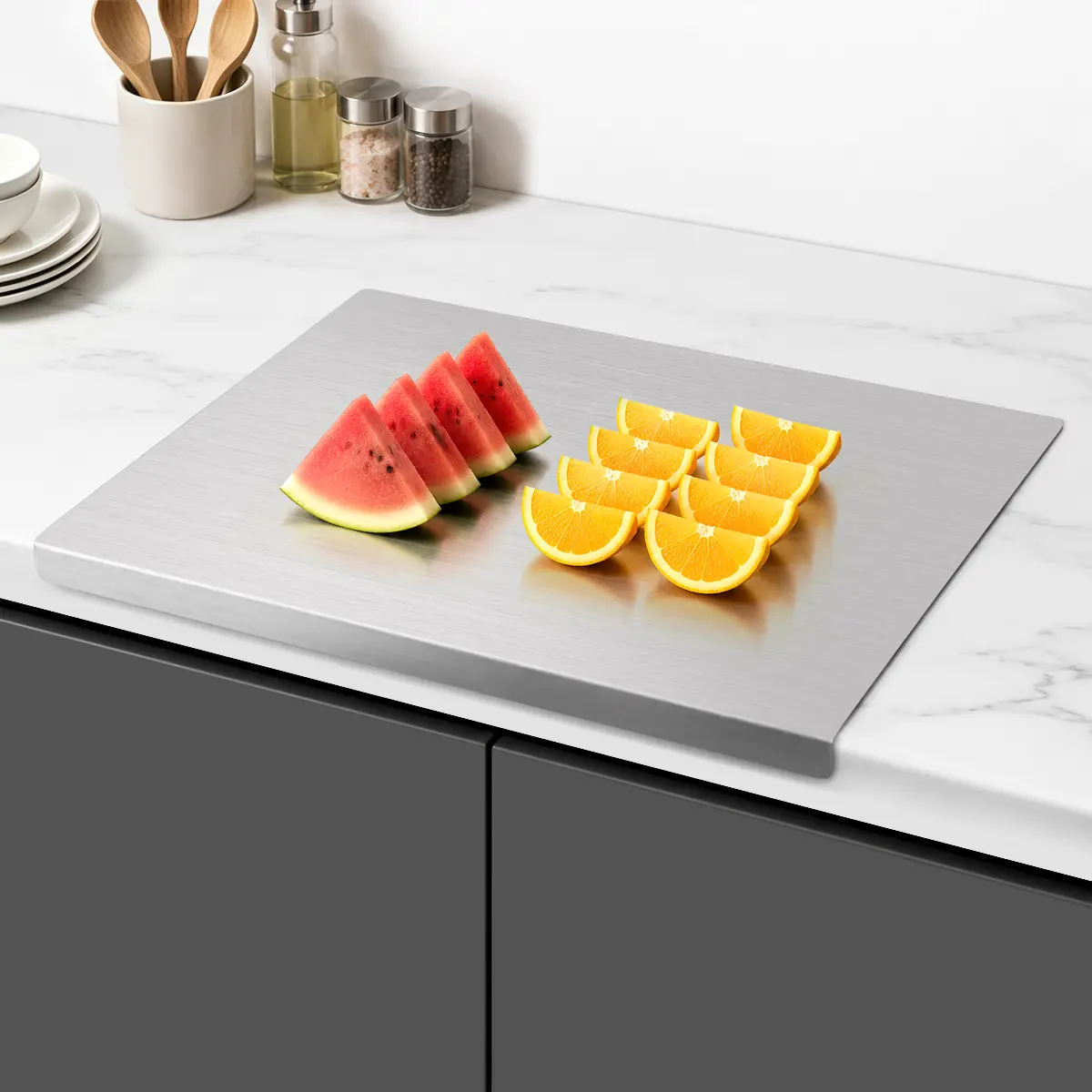 Stainless Steel Cooking Cutting Board - Non-Slip Rectangle Metal Chopping Board for Kitchen, Durable, Easy-Clean, Hygienic, Modern Design, Home & Pro Use (Home & Party Supplies Gift Option), Cutting Boards For Kitchen