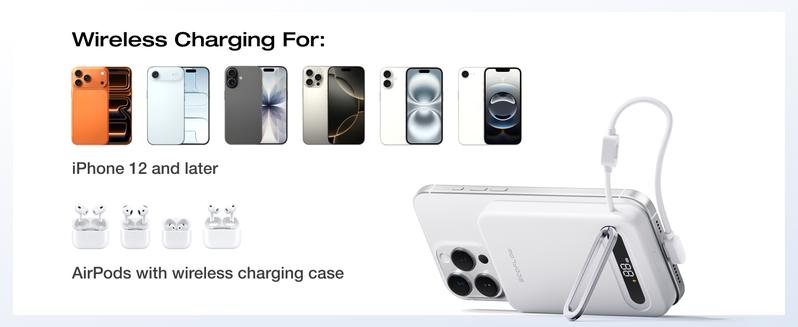 【Exclusive TikTok Gift】ECOFLOW Rapid Mag Power Bank 10,000mAh, Qi2.2 25W Wireless Charging, 0.6'' Ultra-Slim Magnetic Portable Charger, Built-in USB-C Cable, Qi2 Certified Fast Charging Battery for iPhone 17/16/15/14/13/12