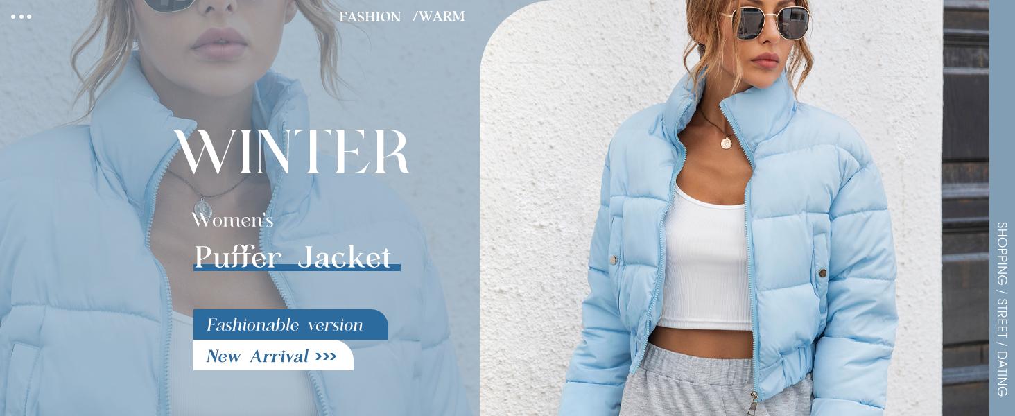 Arssm Women’s Cropped Quilted Jacket – Lightweight Zip-Up Winter Coat for Warmth & Stylish Streetwear