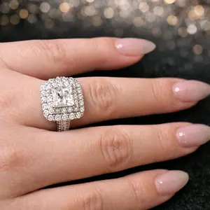 Anillo cuadrado de plata italina 925 medida 9